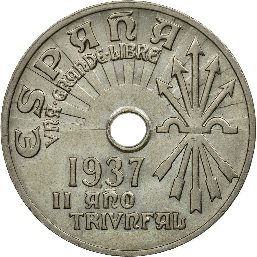 Coin, Spain, 25 Centimos, 1937, Vienna, EF(40-45), Copper-nickel, KM:753