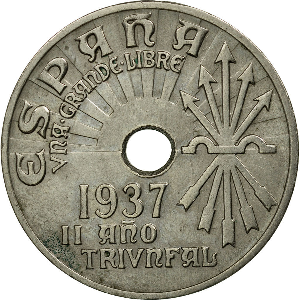 Coin, Spain, 25 Centimos, 1937, Vienna, VF(30-35), Copper-nickel, KM:753