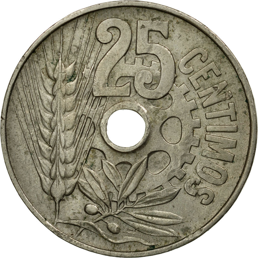 Coin, Spain, 25 Centimos, 1934, Vienna, VF(30-35), Copper-nickel, KM:751