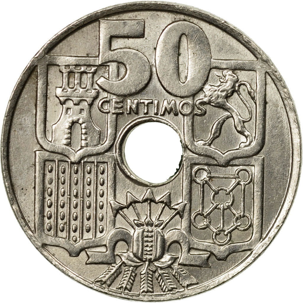 Coin, Spain, Francisco Franco, caudillo, 50 Centimos, 1964, AU(55-58)