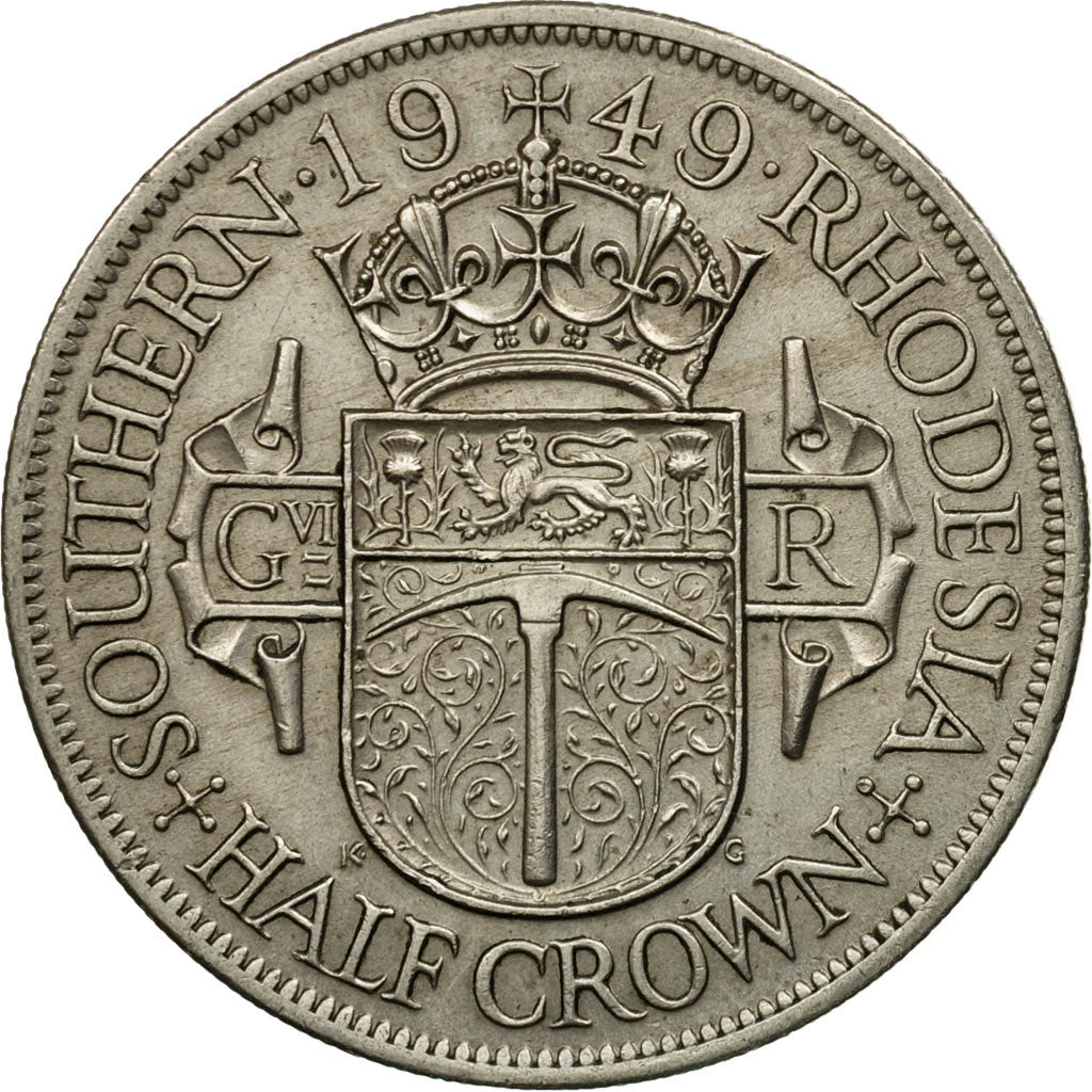 Coin, Southern Rhodesia, George VI, 1/2 Crown, 1949, British Royal Mint