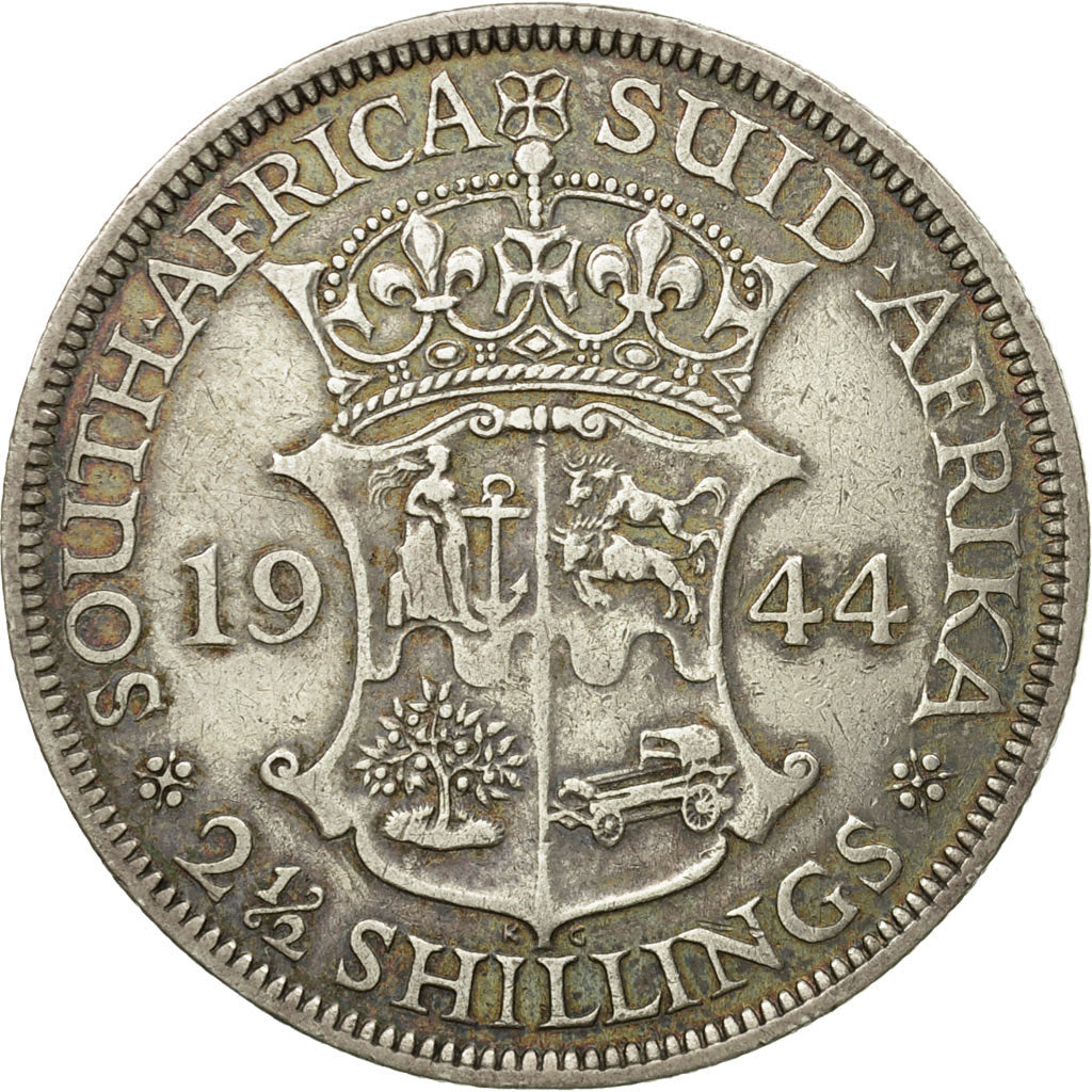 Coin, South Africa, George VI, 2-1/2 Shillings, 1944, EF(40-45), Silver, KM:30