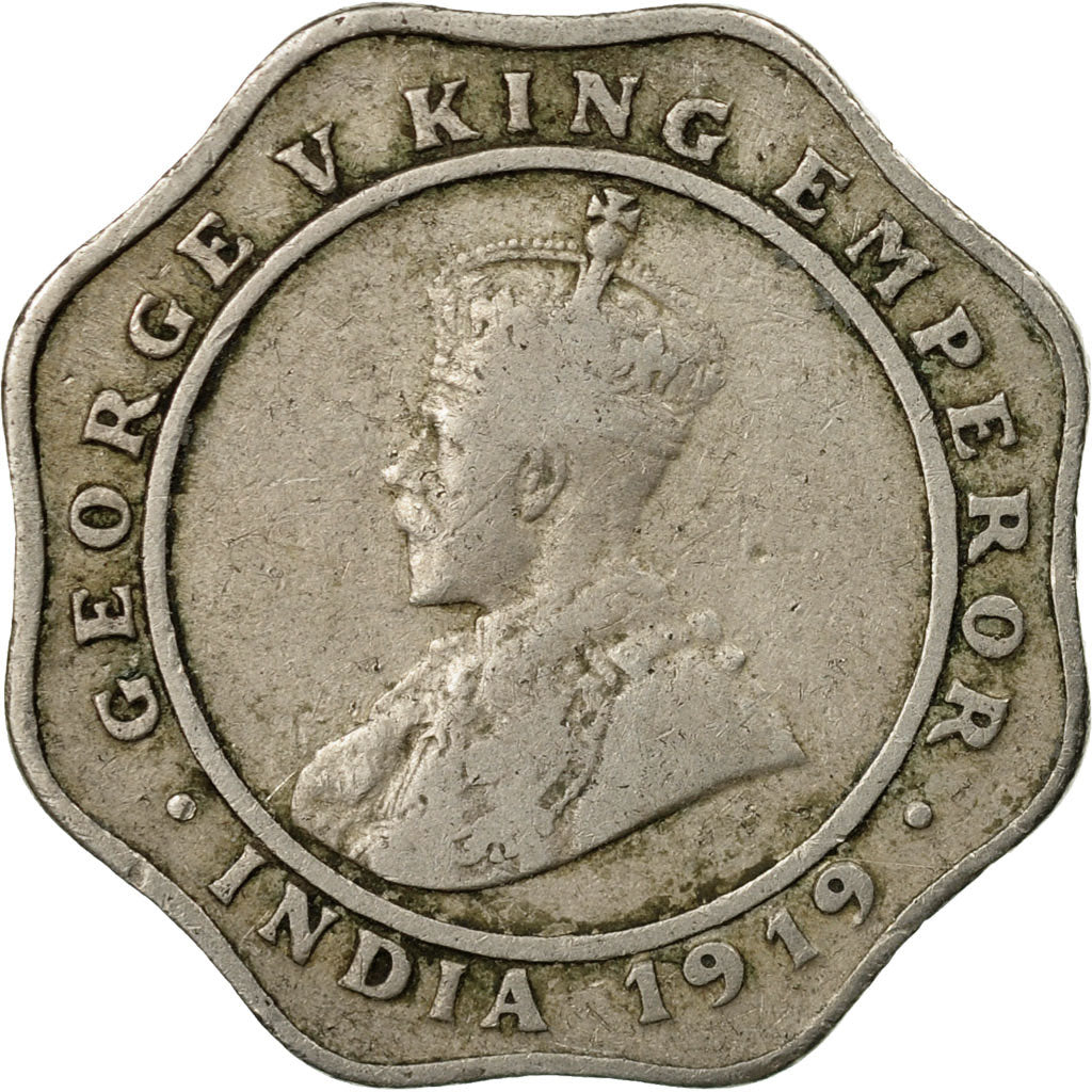 Coin, INDIA-BRITISH, George V, 4 Annas, 1919, EF(40-45), Copper-nickel, KM:519