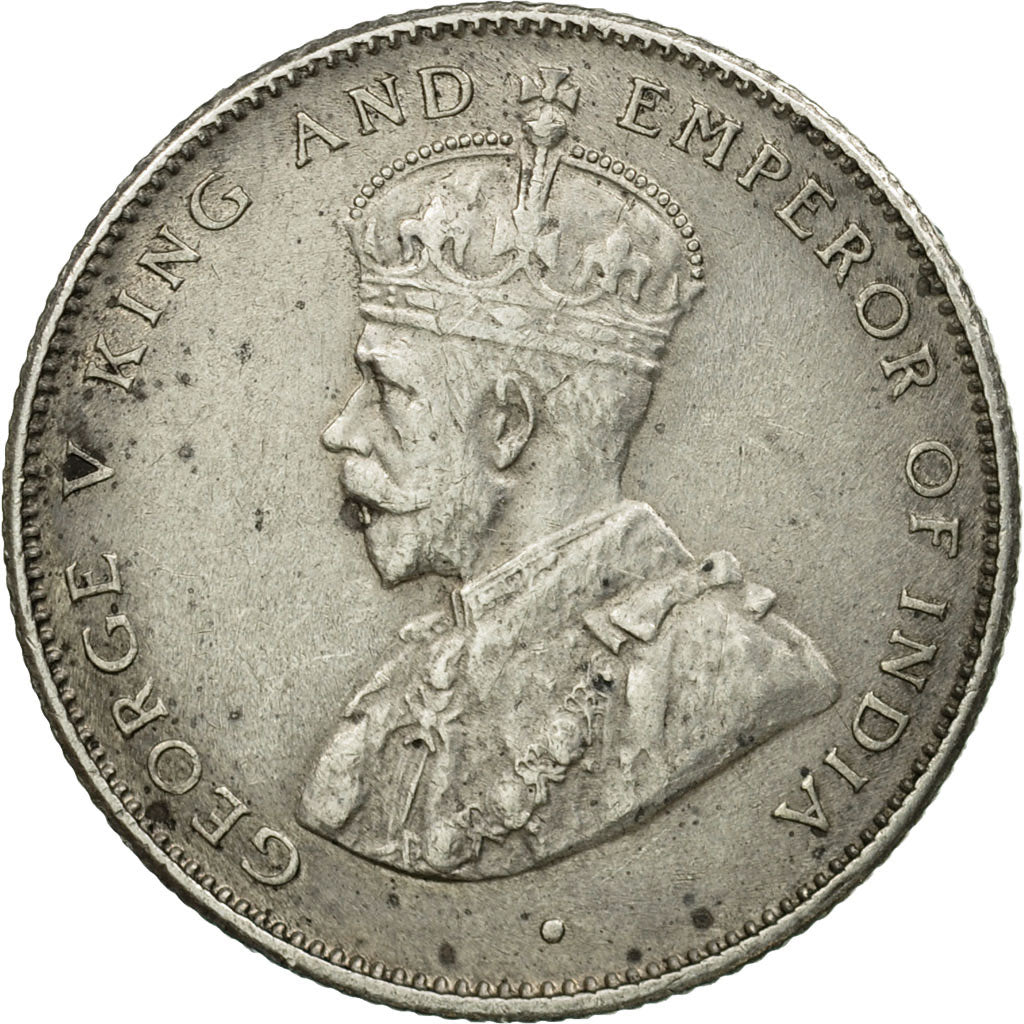 Coin, Ceylon, George V, 50 Cents, 1917, EF(40-45), Silver, KM:109