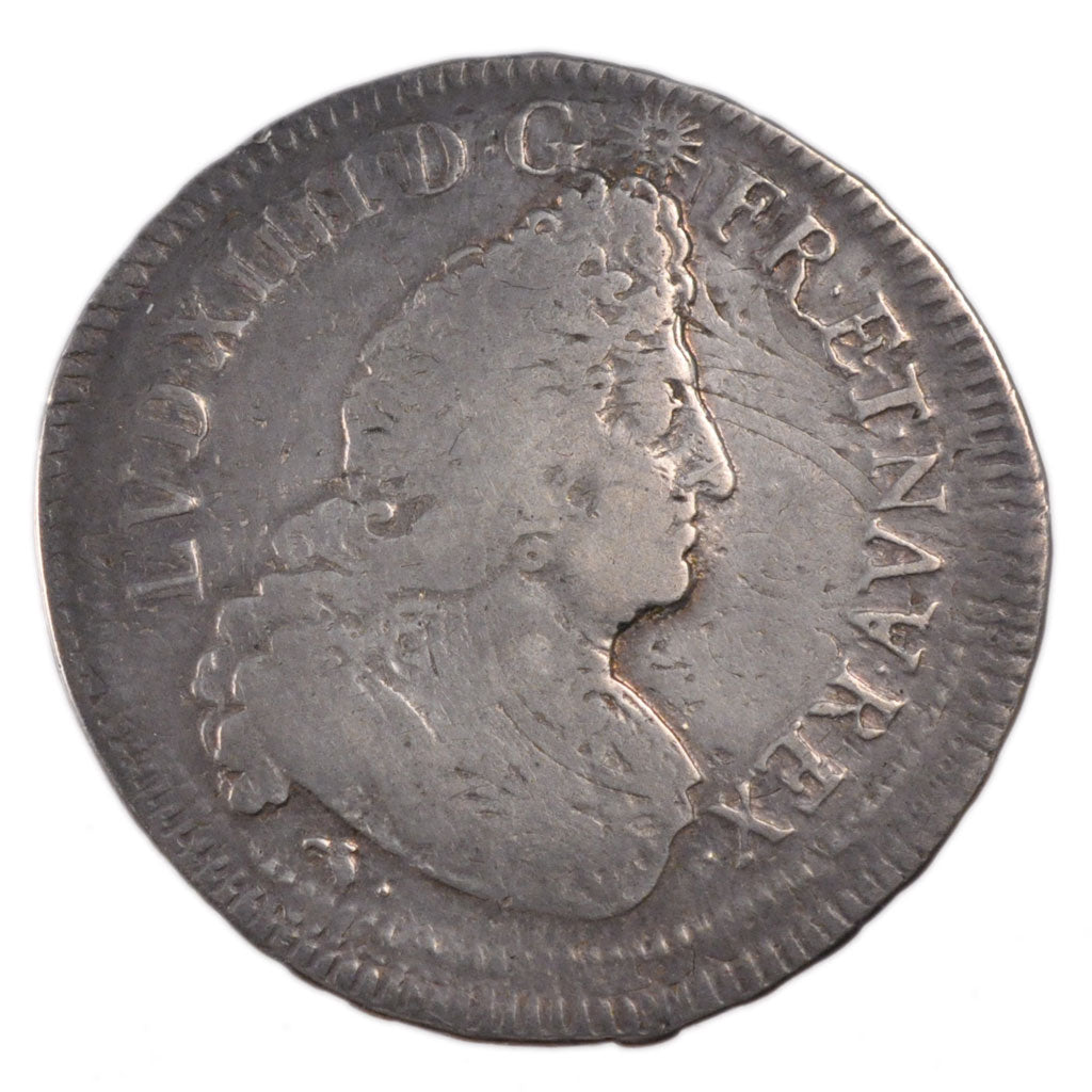 FRANCE, 1/2 Écu aux insignes, 1/2 ECU, 43 Sols, 1702, Lyon, KM #325.5, ...