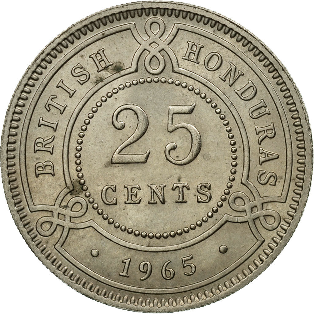 Moneda, Honduras británica, Elizabeth II, 25 Cents, 1965, MBC, Cobre - níquel