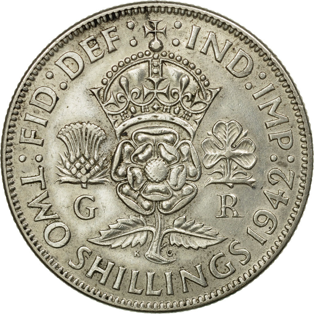 Coin, Great Britain, George VI, Florin, Two Shillings, 1942, EF(40-45), Silver