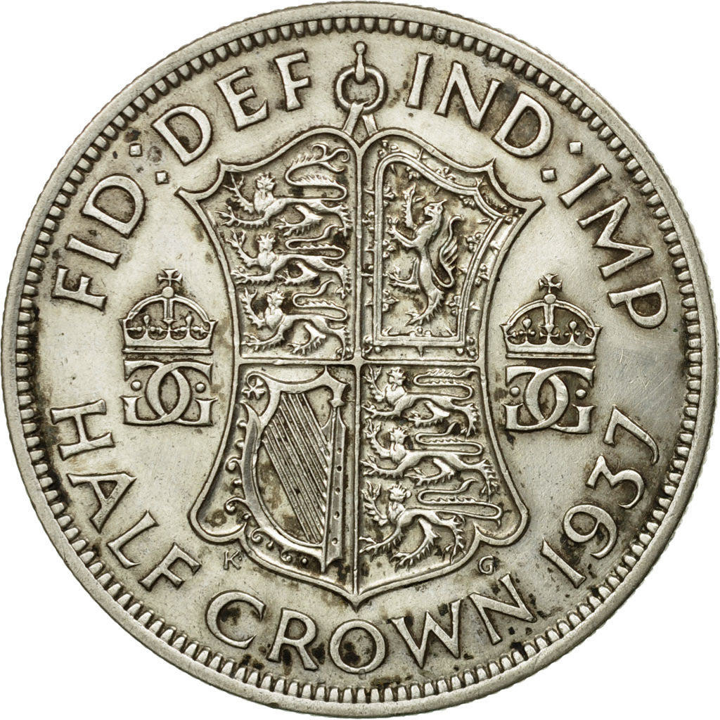 Coin, Great Britain, George VI, 1/2 Crown, 1937, EF(40-45), Silver, KM:856