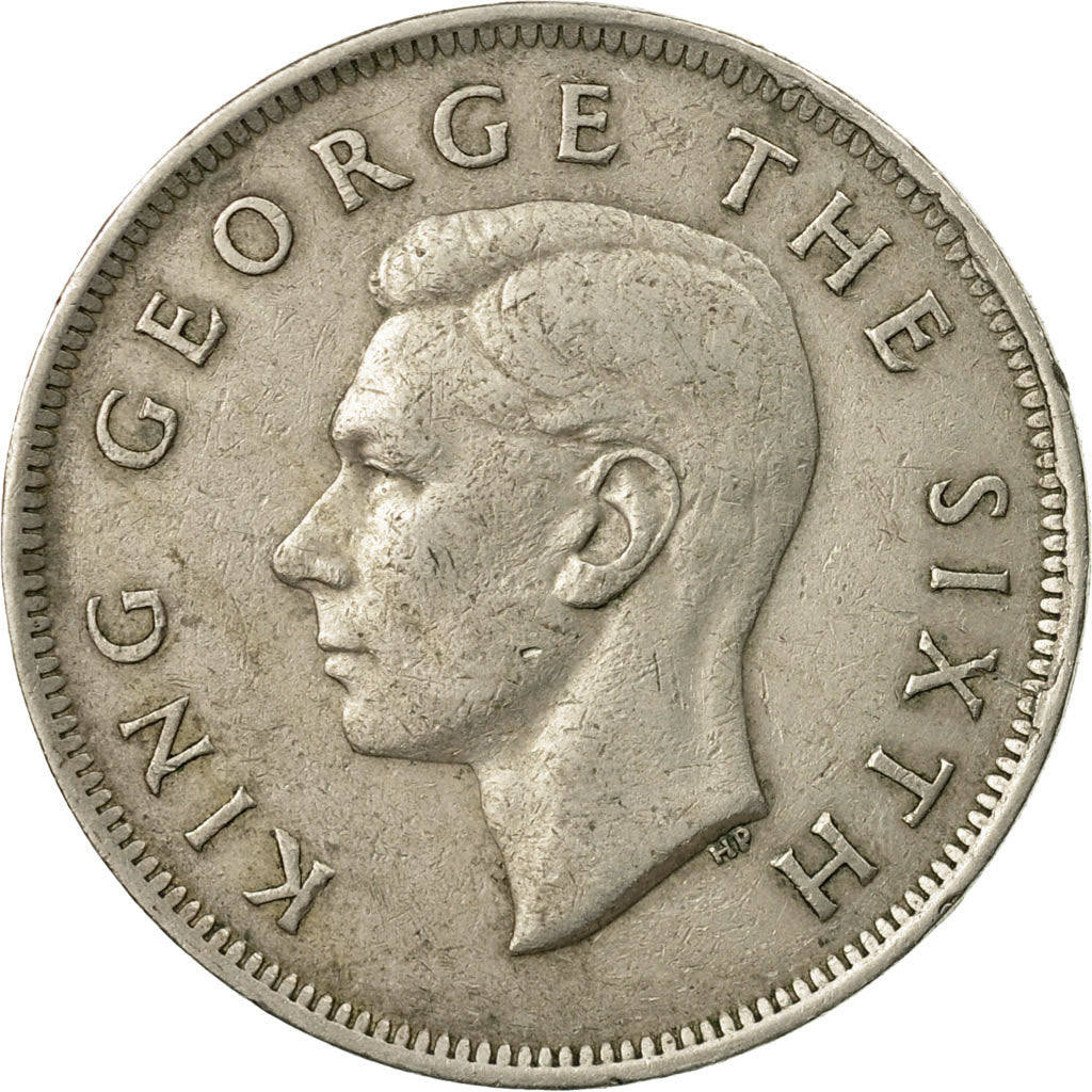 Moneda, Nueva Zelanda, George VI, 1/2 Crown, 1950, MBC, Cobre - níquel, KM:19