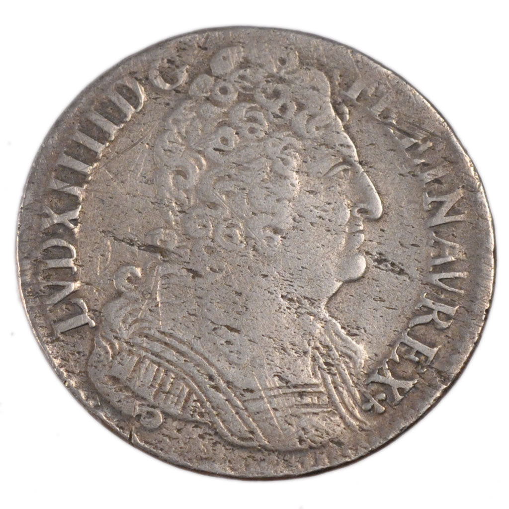 FRANCE, 44 Sols de Strasbourg, 1/2 ECU, 44 Sols, 1714, Paris, KM #409.1,...