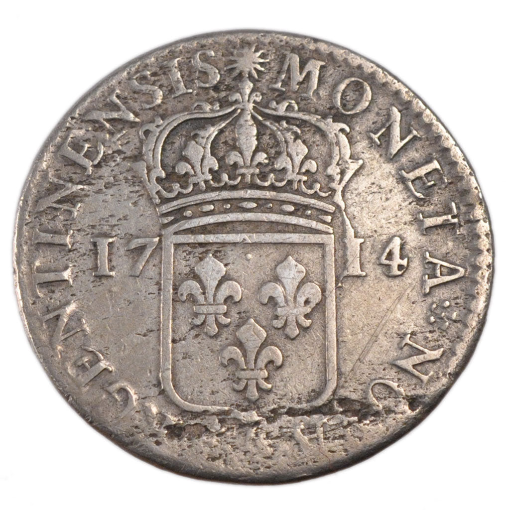 FRANCE, 44 Sols de Strasbourg, 1/2 ECU, 44 Sols, 1714, Paris, KM #409.1,...