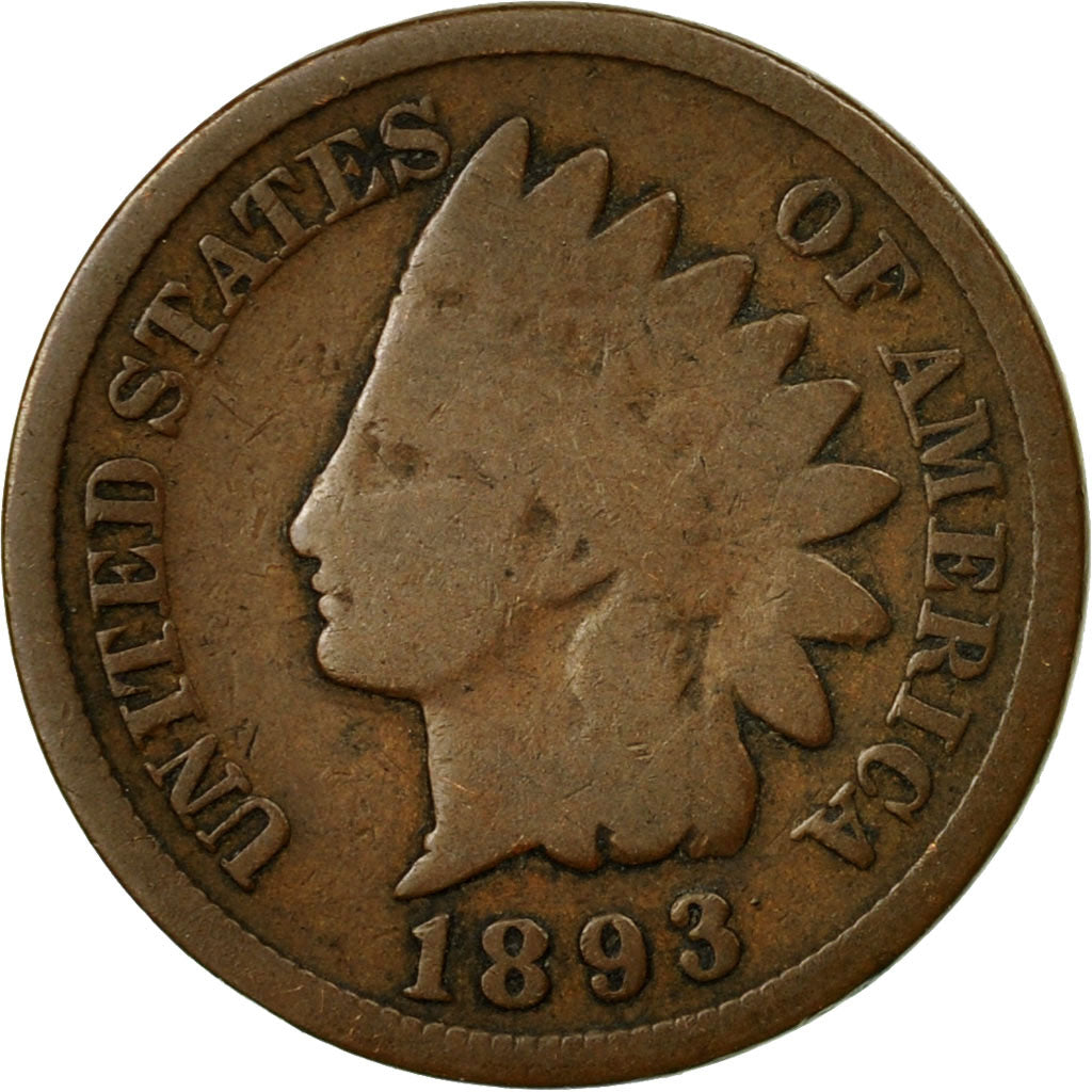 Coin, United States, Indian Head Cent, Cent, 1893, U.S. Mint, Philadelphia