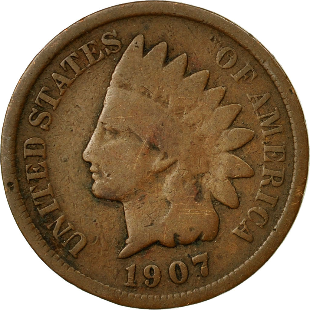 Coin, United States, Indian Head Cent, Cent, 1907, U.S. Mint, Philadelphia