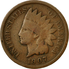 Coin, United States, Indian Head Cent, Cent, 1907, U.S. Mint, Philadelphia