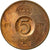 Moneta, Szwecja, Gustaf VI, 5 Öre, 1957, EF(40-45), Bronze, KM:822