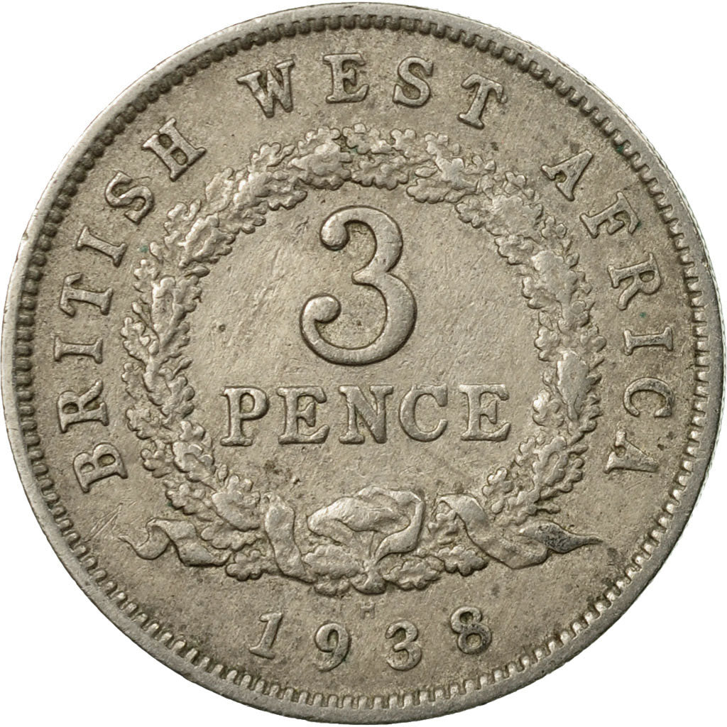 Coin, BRITISH WEST AFRICA, George VI, 3 Pence, 1938, EF(40-45), Copper-nickel