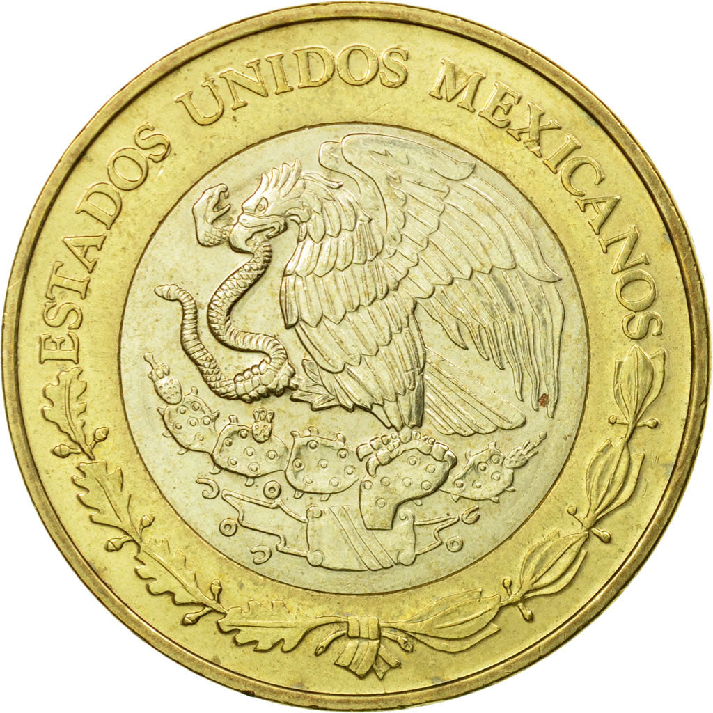 Coin, Mexico, 10 Pesos, 2001, Mexico City, AU(50-53), Bi-Metallic, KM:636
