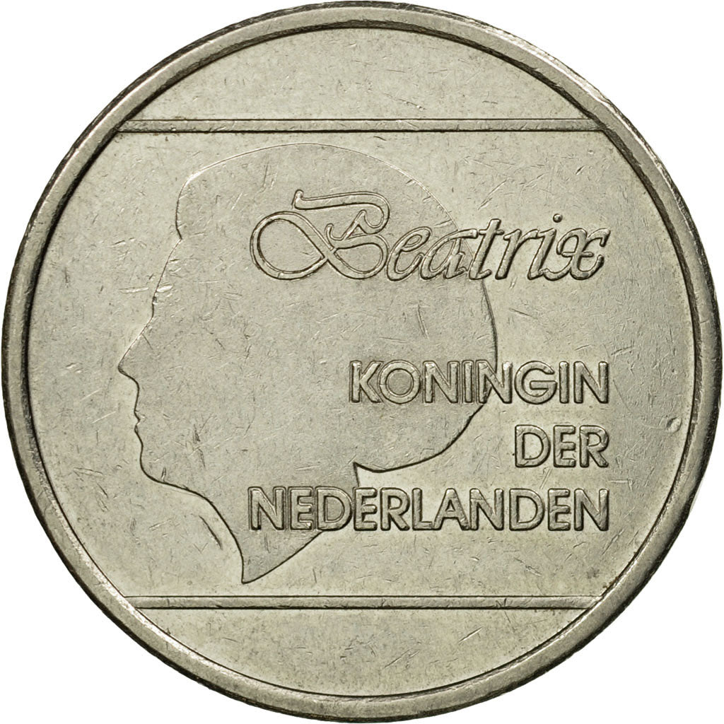 Coin, Aruba, Beatrix, Florin, 1986, Utrecht, EF(40-45), Nickel Bonded Steel
