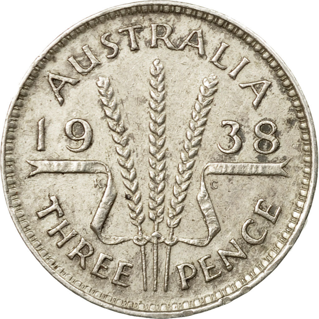 Coin, Australia, George VI, Threepence, 1938, EF(40-45), Silver, KM:37