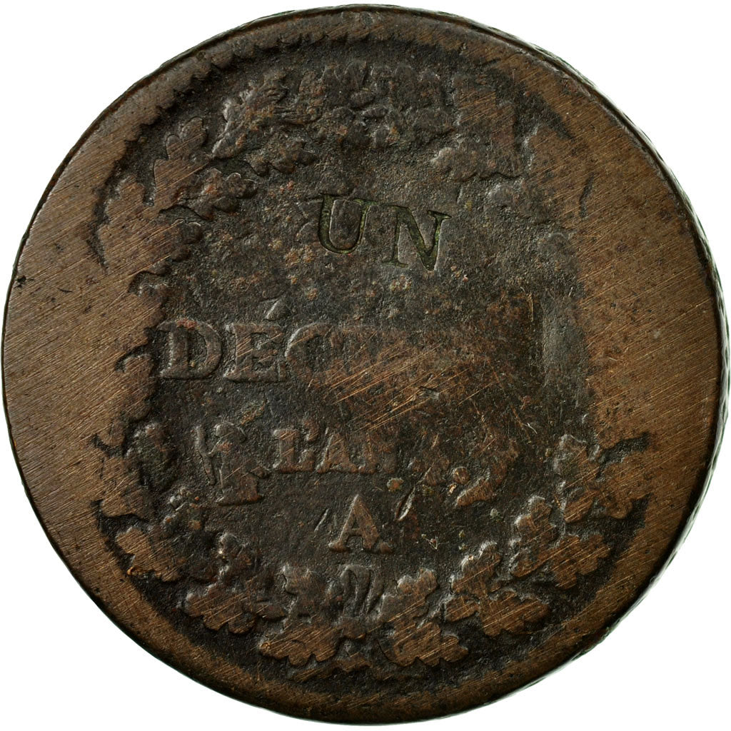 Coin, France, Dupré, Decime, AN 4, Paris, F(12-15), Bronze, KM:637.1, Le