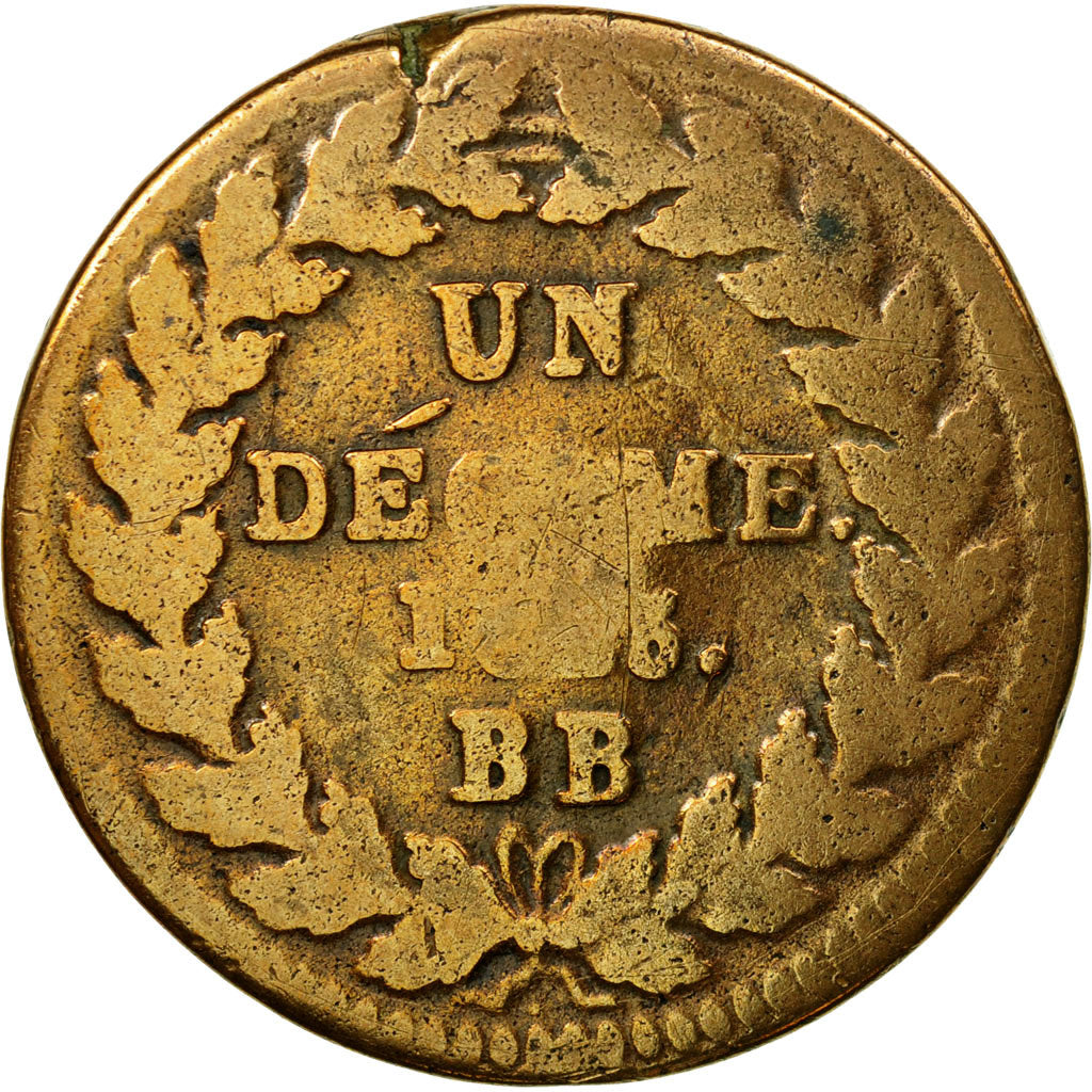 Monnaie, France, Louis XVIII, Decime, 1815, Strasbourg, TB, Bronze, KM:701, Le