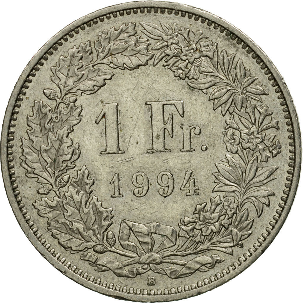 Coin, Switzerland, Franc, 1994, Bern, EF(40-45), Copper-nickel, KM:24a.3