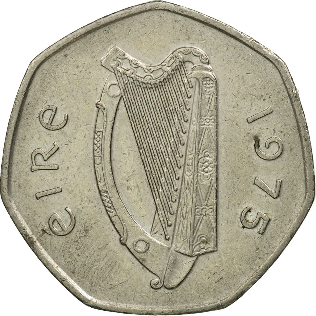 Coin, IRELAND REPUBLIC, 50 Pence, 1975, EF(40-45), Copper-nickel, KM:24