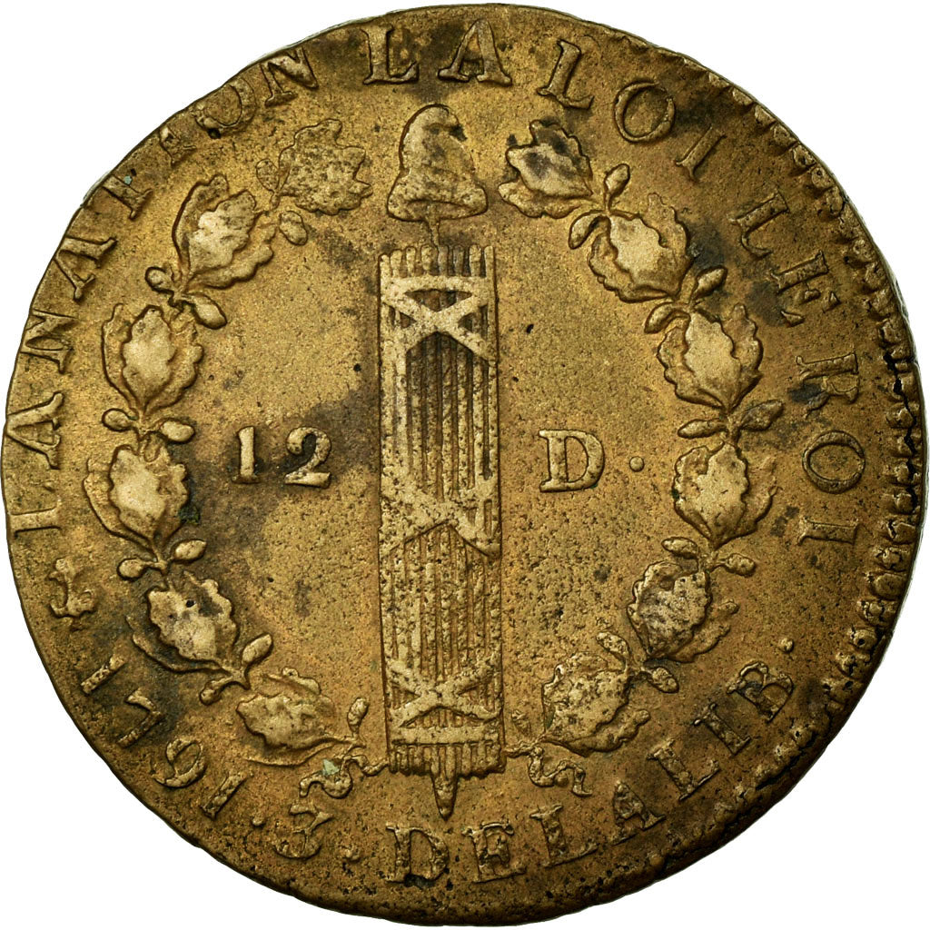 Moneta, Francja, 12 deniers françois, 12 Deniers, 1791, Paris, EF(40-45)
