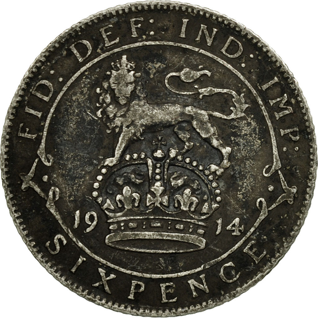 Coin, Great Britain, George V, 6 Pence, 1914, EF(40-45), Silver, KM:815