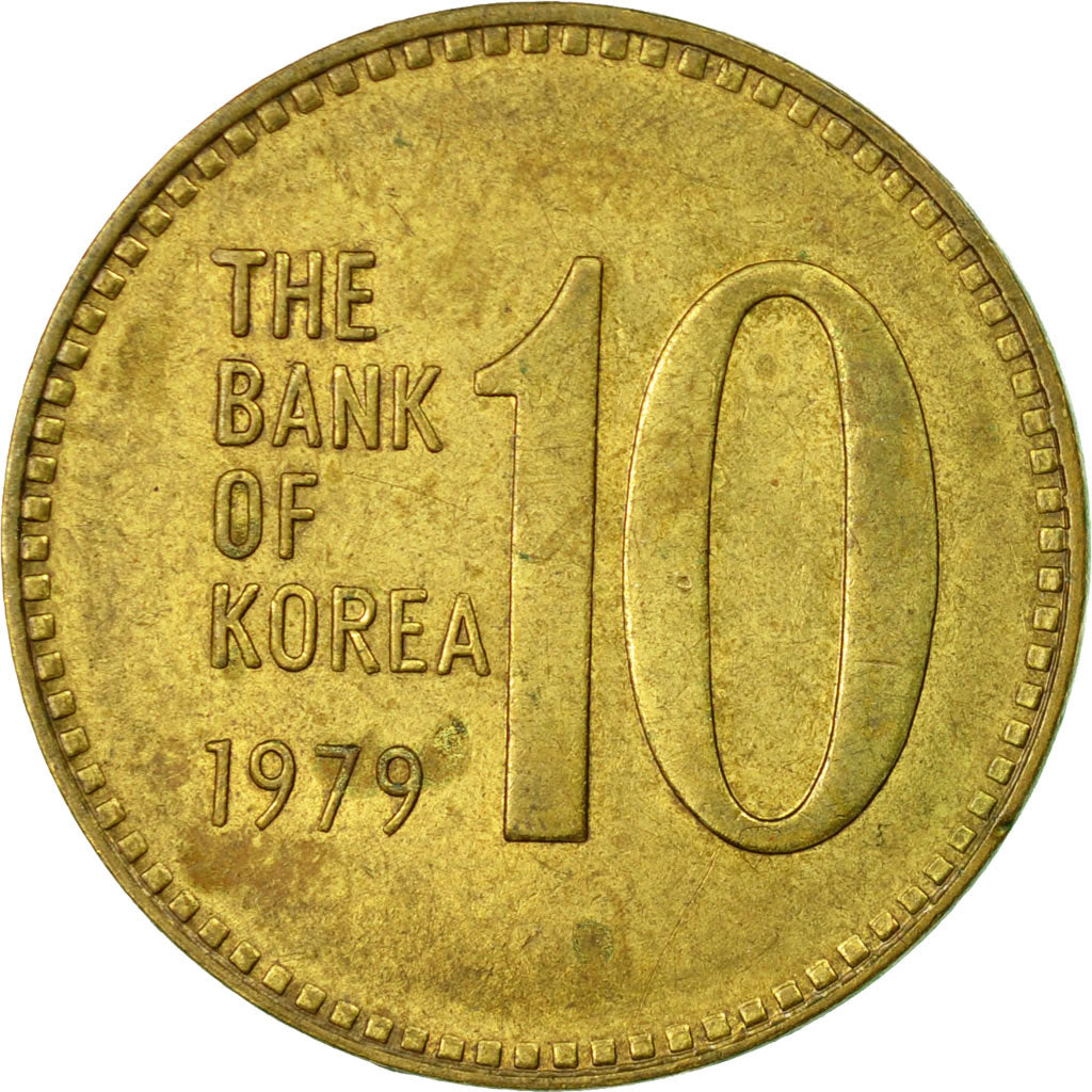Coin, KOREA-SOUTH, 10 Won, 1979, VF(20-25), Brass, KM:6a