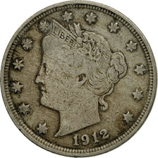 Coin, United States, Liberty Nickel, 5 Cents, 1912, U.S. Mint, Philadelphia