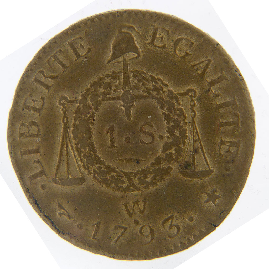 FRANCE, Sol, 1793, Arras, EF(40-45), Bronze, Gadoury #19, 12.40