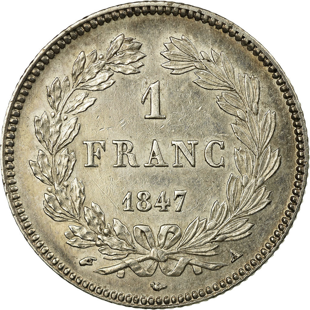 France, Louis-Philippe I, Franc, 1847, Paris, Silver, AU(55-58), Gadoury:453