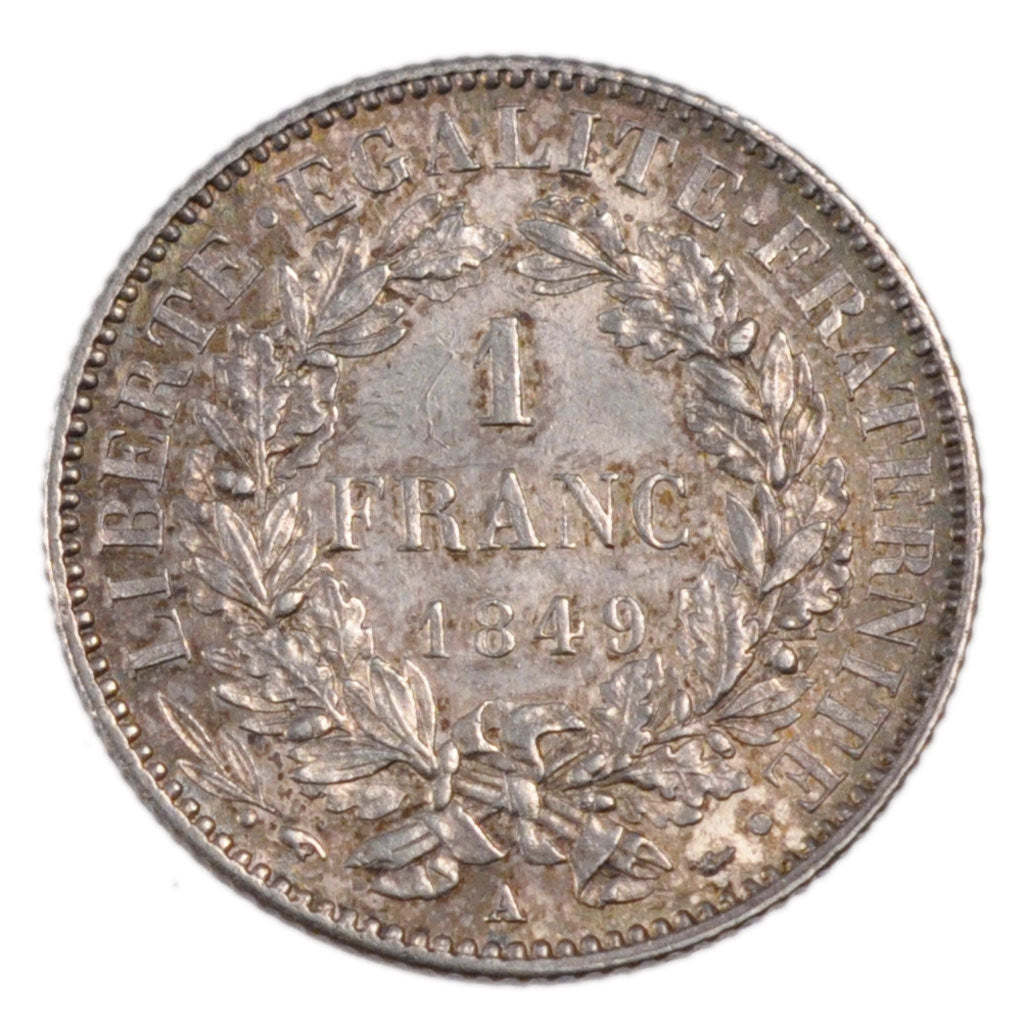 FRANCE, Cérès, 1 Franc, 1849, Paris, MS(60-62), Silver, Gadoury #457, 5.00