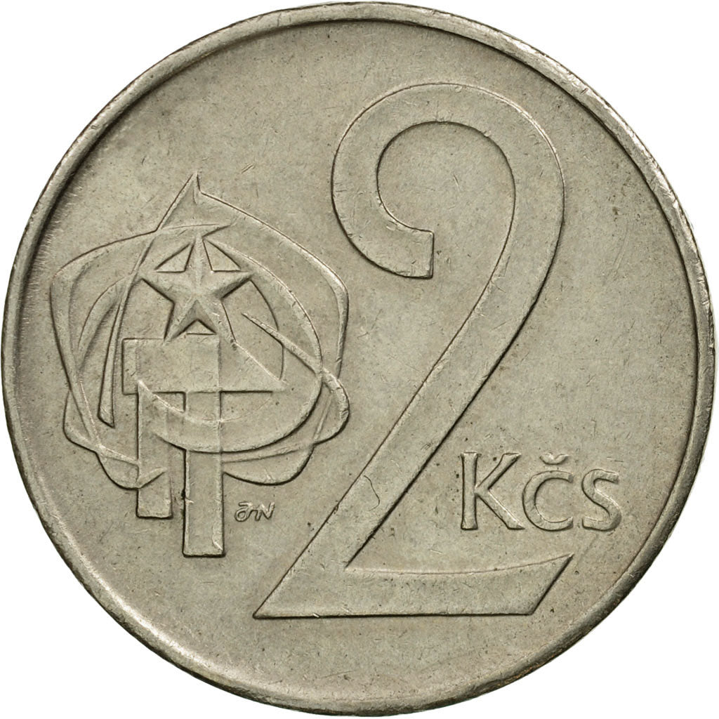 Coin, Czechoslovakia, 2 Koruny, 1986, EF(40-45), Copper-nickel, KM:75