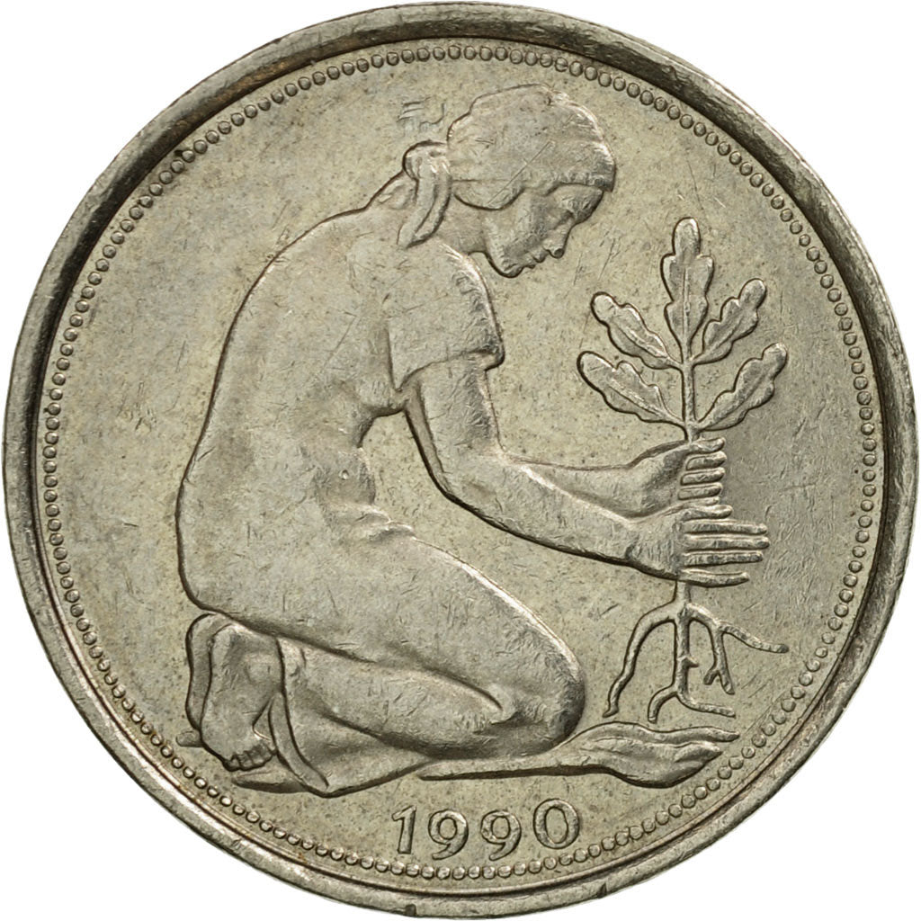 Munten, Federale Duitse Republiek, 50 Pfennig, 1990, Hambourg, ZF