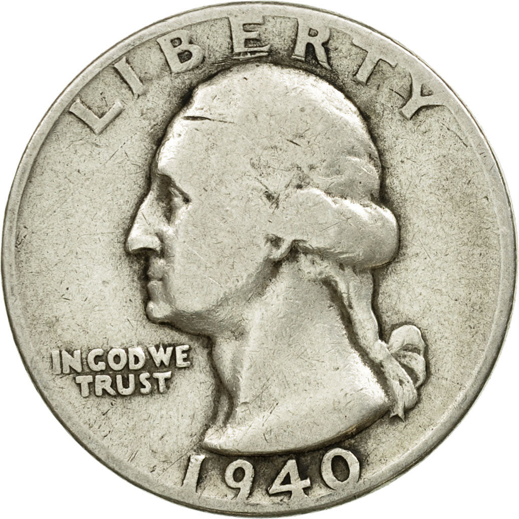 Coin, United States, Washington Quarter, Quarter, 1940, U.S. Mint, Philadelphia