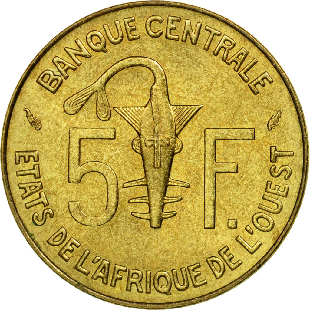 Moneda, Estados del África Occidental, 5 Francs, 1985, Paris, EBC, Aluminio -