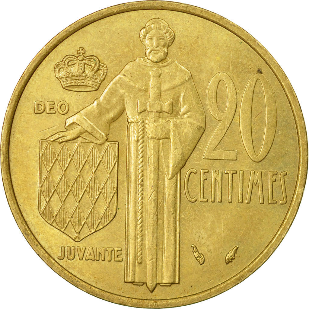 Coin, Monaco, Rainier III, 20 Centimes, 1975, EF(40-45), Aluminum-Bronze