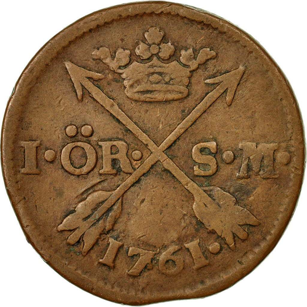 Coin, Sweden, Adolf Frederick, Ore, S.M., 1761, VF(20-25), Copper, KM:460