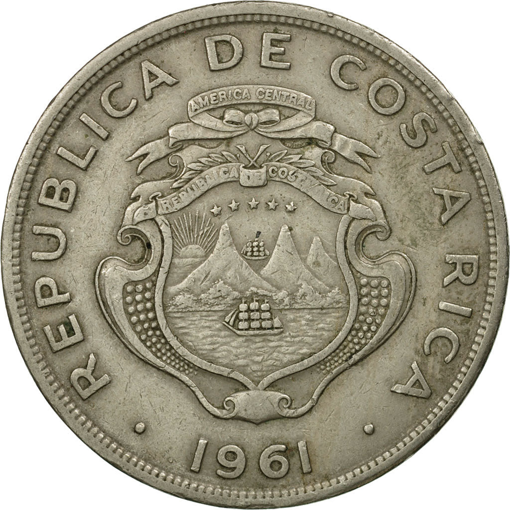 Coin, Costa Rica, 2 Colones, 1961, EF(40-45), Copper-nickel, KM:187.1a