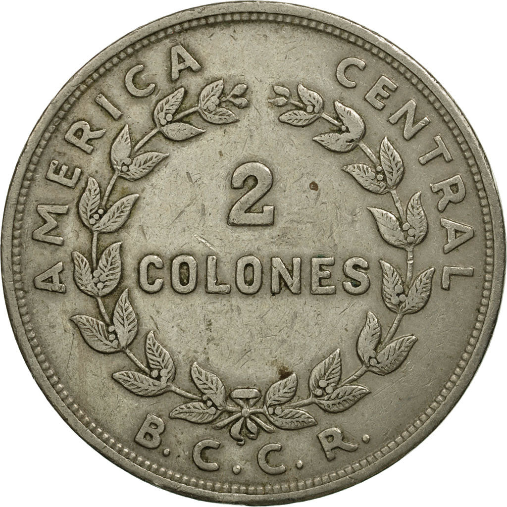 Coin, Costa Rica, 2 Colones, 1961, EF(40-45), Copper-nickel, KM:187.1a