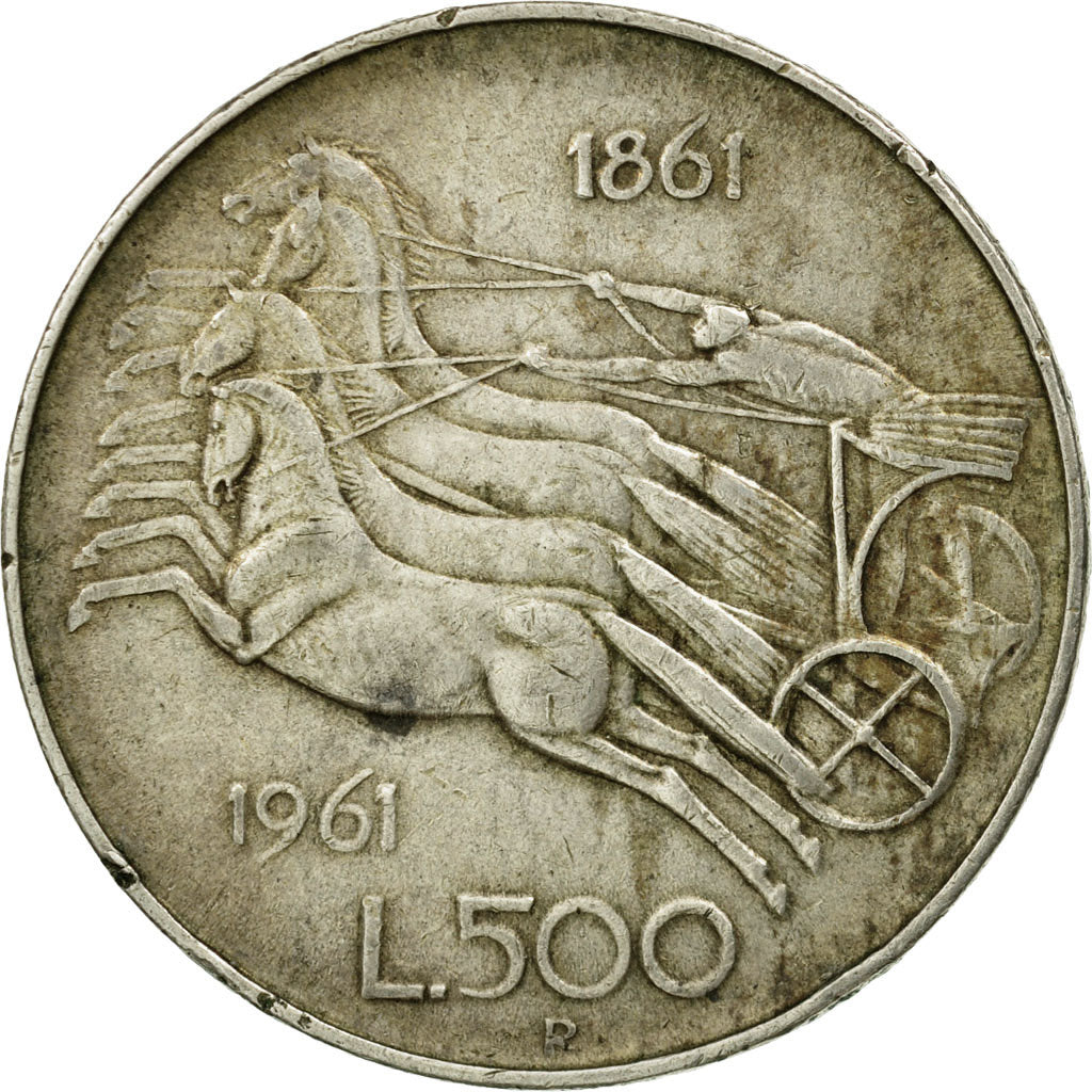 Coin, Italy, 500 Lire, 1961, Rome, EF(40-45), Silver, KM:99