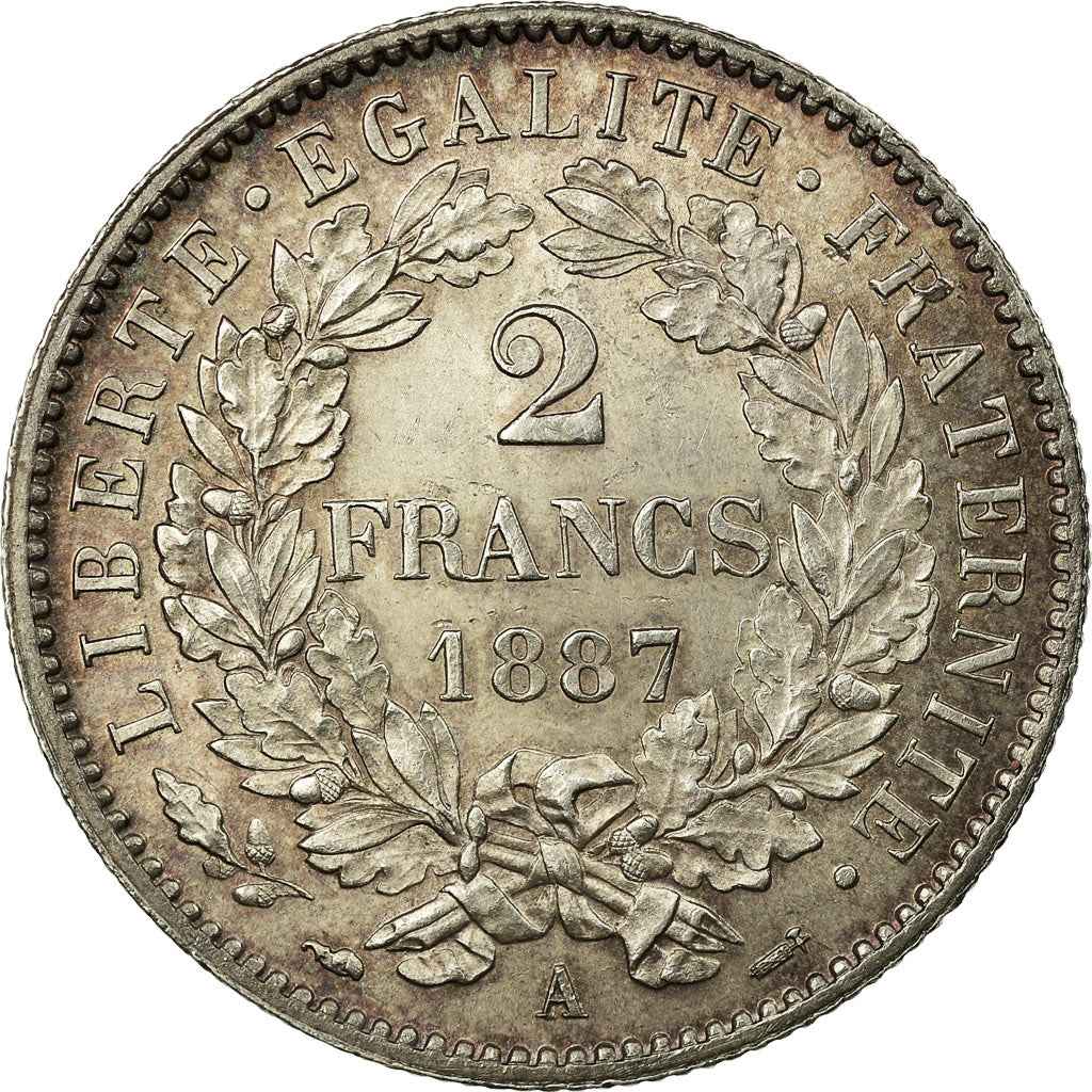 France, 2 Francs, Cérès, 1887, Paris, Argent, SUP+, Gadoury:530a, KM:817.1