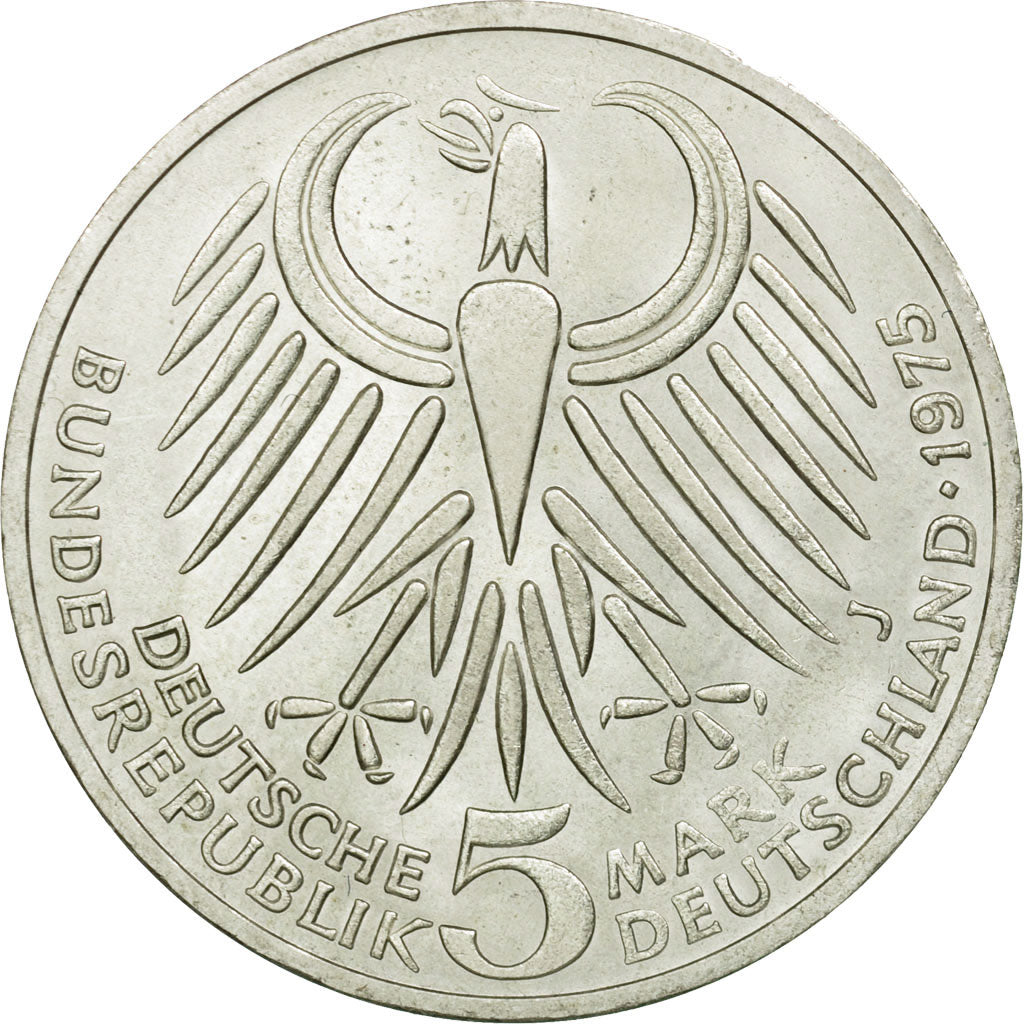 Coin, GERMANY - FEDERAL REPUBLIC, 5 Mark, 1975, Hamburg, Germany, MS(63)