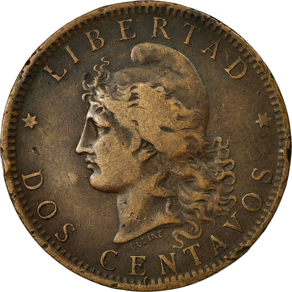 Coin, Argentina, 2 Centavos, 1885, EF(40-45), Bronze, KM:33