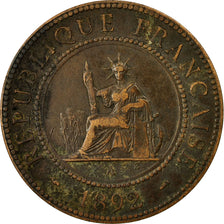 Coin, FRENCH INDO-CHINA, Cent, 1892, Paris, VF(20-25), Bronze, KM:1