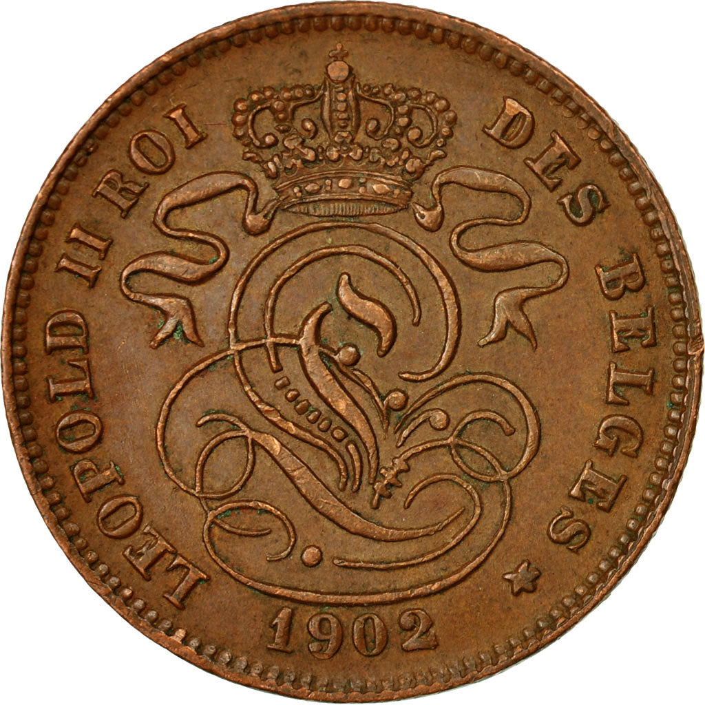 Coin, Belgium, Leopold II, 2 Centimes, 1902, AU(50-53), Copper, KM:35.1