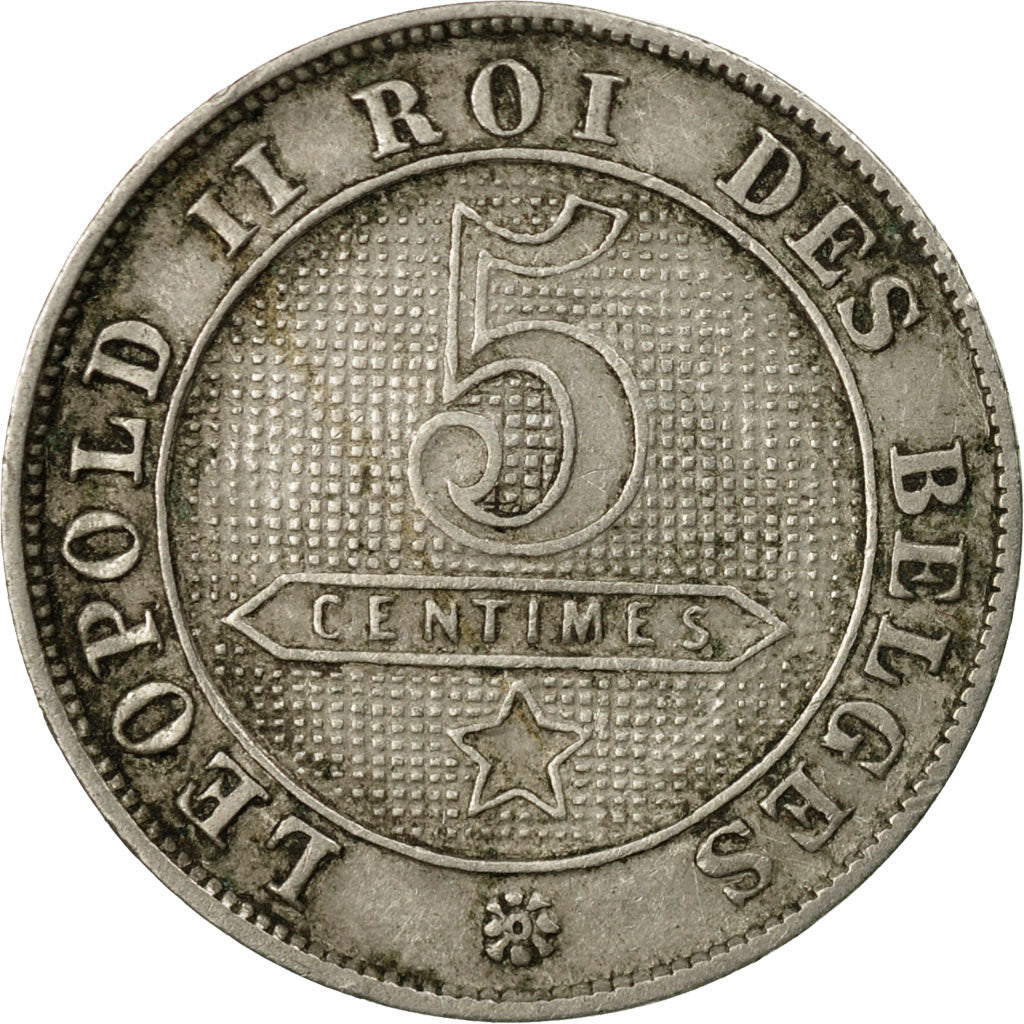 Coin, Belgium, Leopold II, 5 Centimes, 1895, EF(40-45), Copper-nickel, KM:40