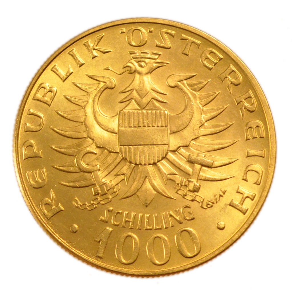 Austria, 1000 Schilling, 1976, KM #2933, MS(60-62), Gold, 27, 13.50